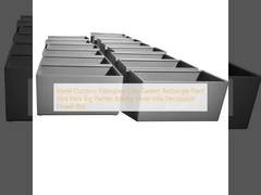 Metallo esterno in fibra di vetro argilla giardino pianta pentole rettangolari pacchetto grande piantaio scatola per hotel villa decorazione vaso da fiori