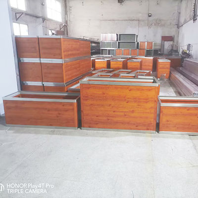 Prezzo buono Fioriera in metallo rettangolare per esterni con finitura legno in linea