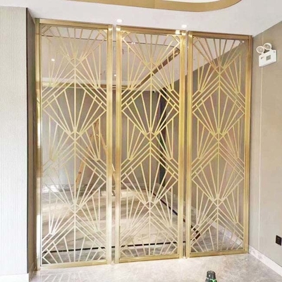 Divisori per pareti in acciaio inossidabile 304 con motivo laser color oro per edifici per uffici