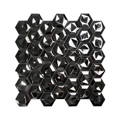 Prezzo buono 304 mosaico di lusso del metallo di esagono del nero 3D dello specchio di acciaio inossidabile per le mattonelle della parete del fondo del salone del bagno della cucina in linea