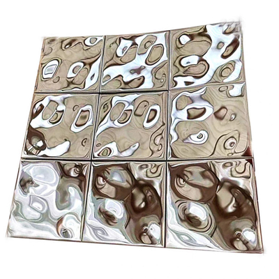 Specchio Silver Water Ripple 304 mosaico in acciaio inossidabile piastrelle 300x300mm Per la decorazione degli interni