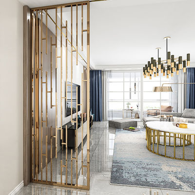 Prezzo buono Color oro Stainless Steel Screen Partition Forma rotonda Hairline Con Arte Vetro Decorazione del soggiorno Stile moda in linea