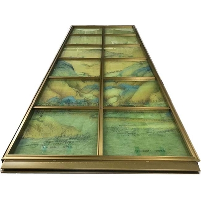 Pittura di paesaggio di lusso leggero Stainless Steel Screen Partition Glass Image Room Divider
