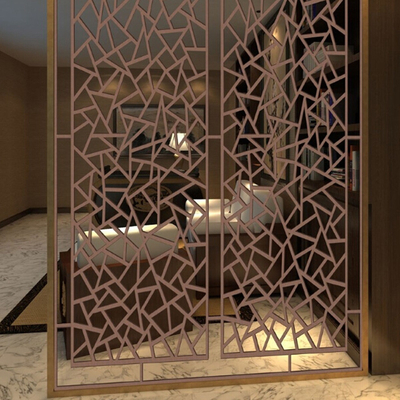 Fabbrica Specchio Antico Rose Gold Hairline spazzolato Taglio laser intaglio 304 Colorato in acciaio inossidabile schermo divisorio divisori camera per hotel