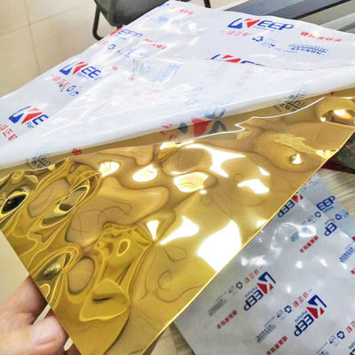 Gold 304 0.8MM Thickness Mirror Water Ripple Color Negotiable Stainless Steel Sheet Panels With Honycomb