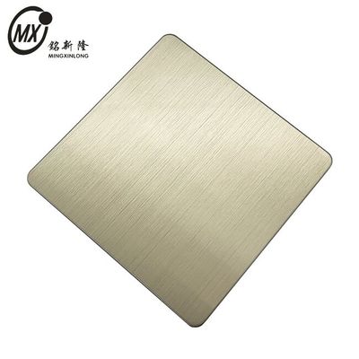 Prezzo buono 201 304 316L J1J2 J3 Linea di capelli spazzolata Champagne Colore PVD Rivestimento Piastra in acciaio inossidabile in linea