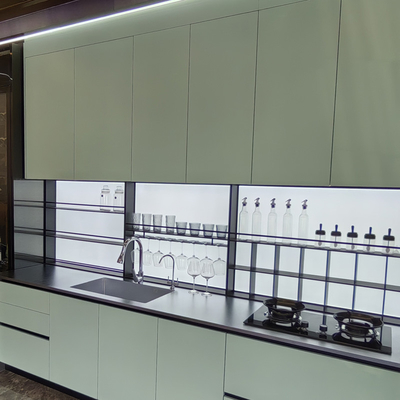 Morden Design Custom Full Set Arredamento Arredamento di lusso Arredamento di cucina Verde Arredamento di cucina personalizzato in acciaio inossidabile