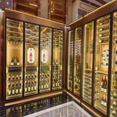 Display Cabinet di lusso a temperatura costante divisorio in acciaio inossidabile metallo Wine Cabinet con porta di vetro per club