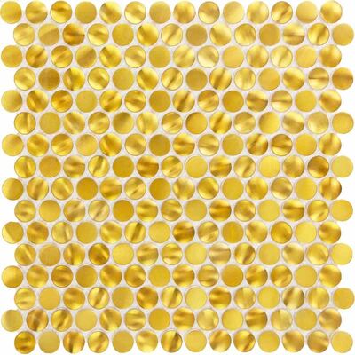 Prezzo buono Forma rotonda colore oro mosaico in acciaio inossidabile piastrelle per sfondo parete in linea