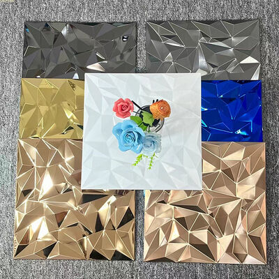 Prezzo buono Mosaico in acciaio inossidabile piastrelle per decorazioni murali 300x300mm Specchio Grande grano Stereo Sfondo Mosaico in mattoni in linea