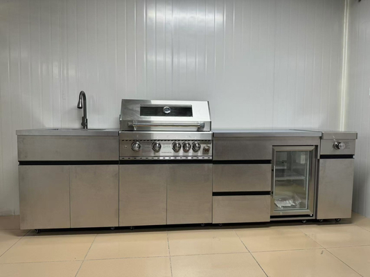 304 barbecue all'aperto griglia a gas cucina armadi di vetrina in metallo armadi di cucina funzionali in acciaio inossidabile