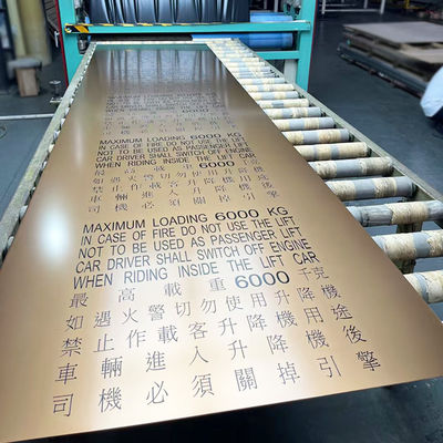 Prezzo buono 8k oro inciso Pvd rivestimento lamiera in acciaio inossidabile con anti-impronte digitali per l' ascensore di hotel a cinque stelle in linea