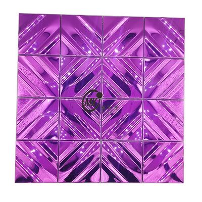 Decorazione murale specchio a griglia diamante viola Piastrella in ceramica a mosaico metallico lucido