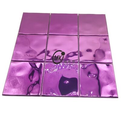 Prezzo buono 300X300MM Piastrelle da parete di lusso Decorative in acciaio inossidabile Metal Violeta Quadrato Specchio Mosaico Per Backsplash in linea