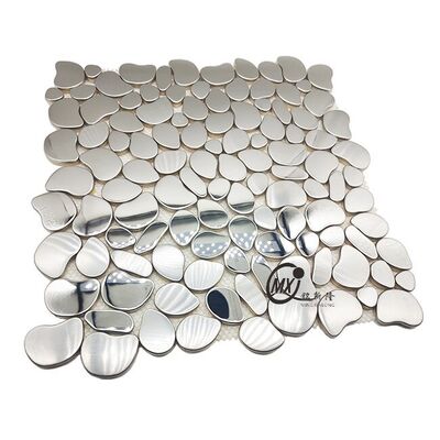 Piastrelle di mosaico in metallo a specchio d'argento a forma di ciottoli - per soggiorno/bagno/sala da pranzo/albergo Accento Progetti di decorazione murale