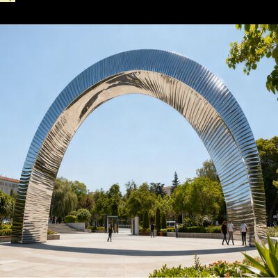Arc Silver 316L Bright Mirror Sculpture Park for Architecture Center Project in acciaio inossidabile