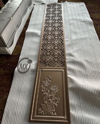 Chinese Style Laser Cut Stainless Steel Screen Partition with Flower Pattern and PVD Plating Titanium