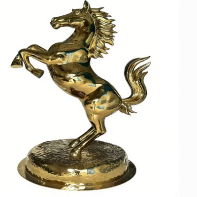 Prezzo buono Servizio OEM/ODM Titanio Oro Specchio Superficie Figura di cavallo 201 304 Grade Metal Ornamento artistico animale per ornamento esterno giardino in linea