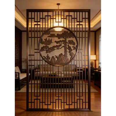 201 304 Taglio laser Placcato in oro Metal Screen Art Scultura Pareti divisorie per High-End Hotel Lobby