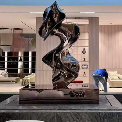 Prezzo buono Scultura Astratta Moderna in Acciaio Inossidabile - Finitura Titanio Nero Lucidato per Lobby di Hotel e Arredamento d'Interni di Lusso in linea