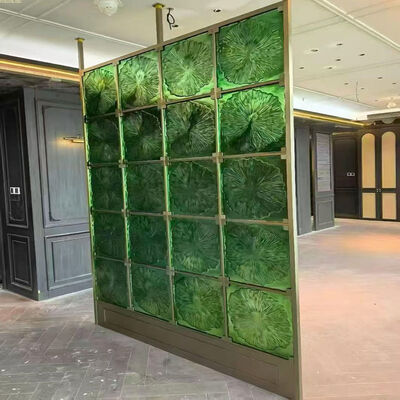 Prezzo buono Luxury Emerald Green Glass Stainless Steel Room Divider Screen Decorativo Per Il Progetto Interni Villa in linea